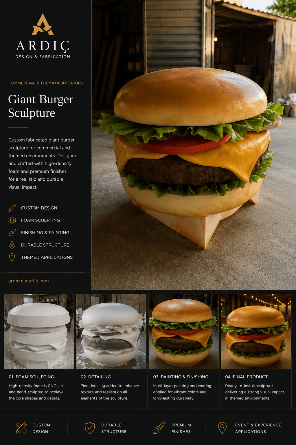 Giant burger sculpture for commercial brand experience