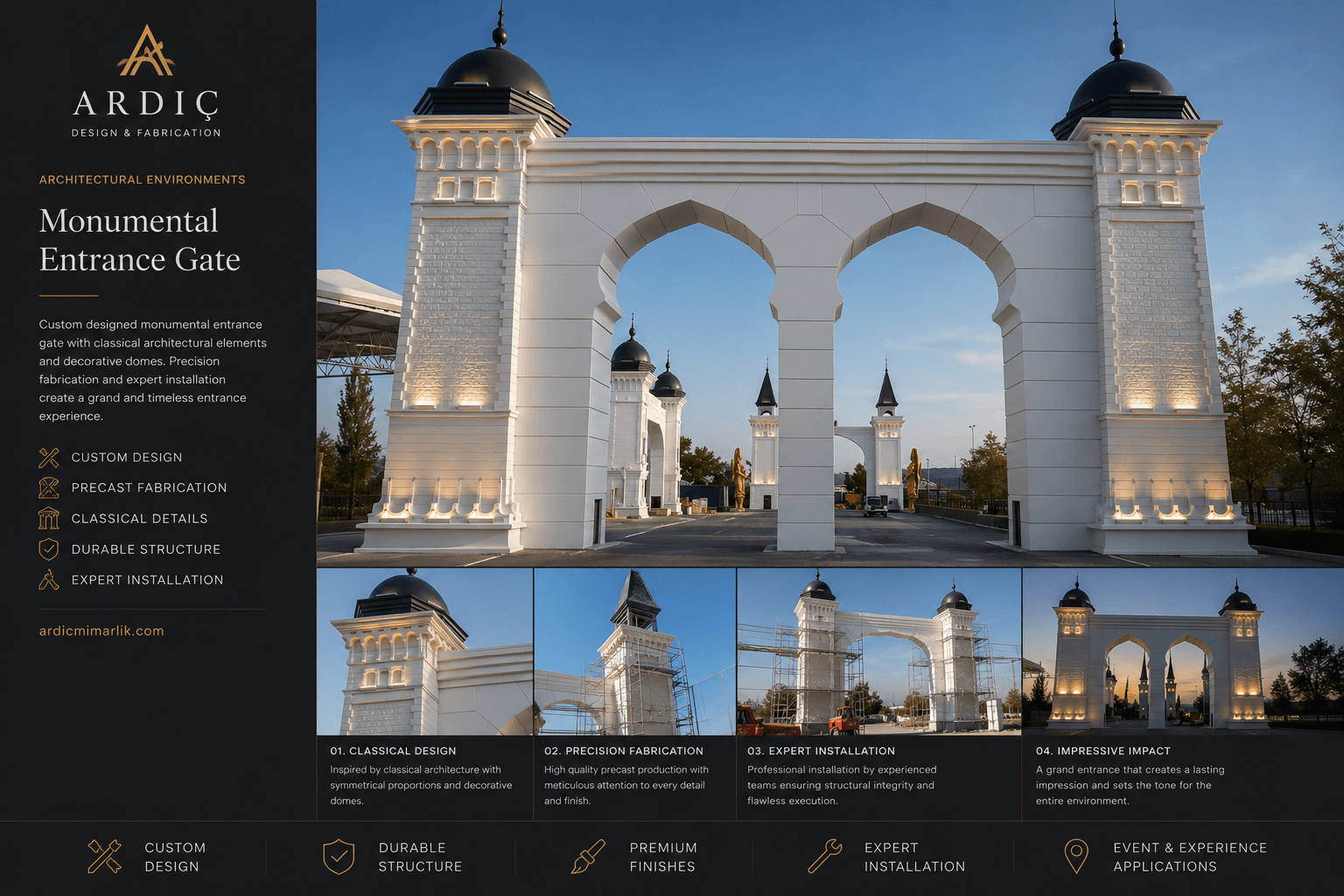 Monumental entrance gate architectural fabrication project
