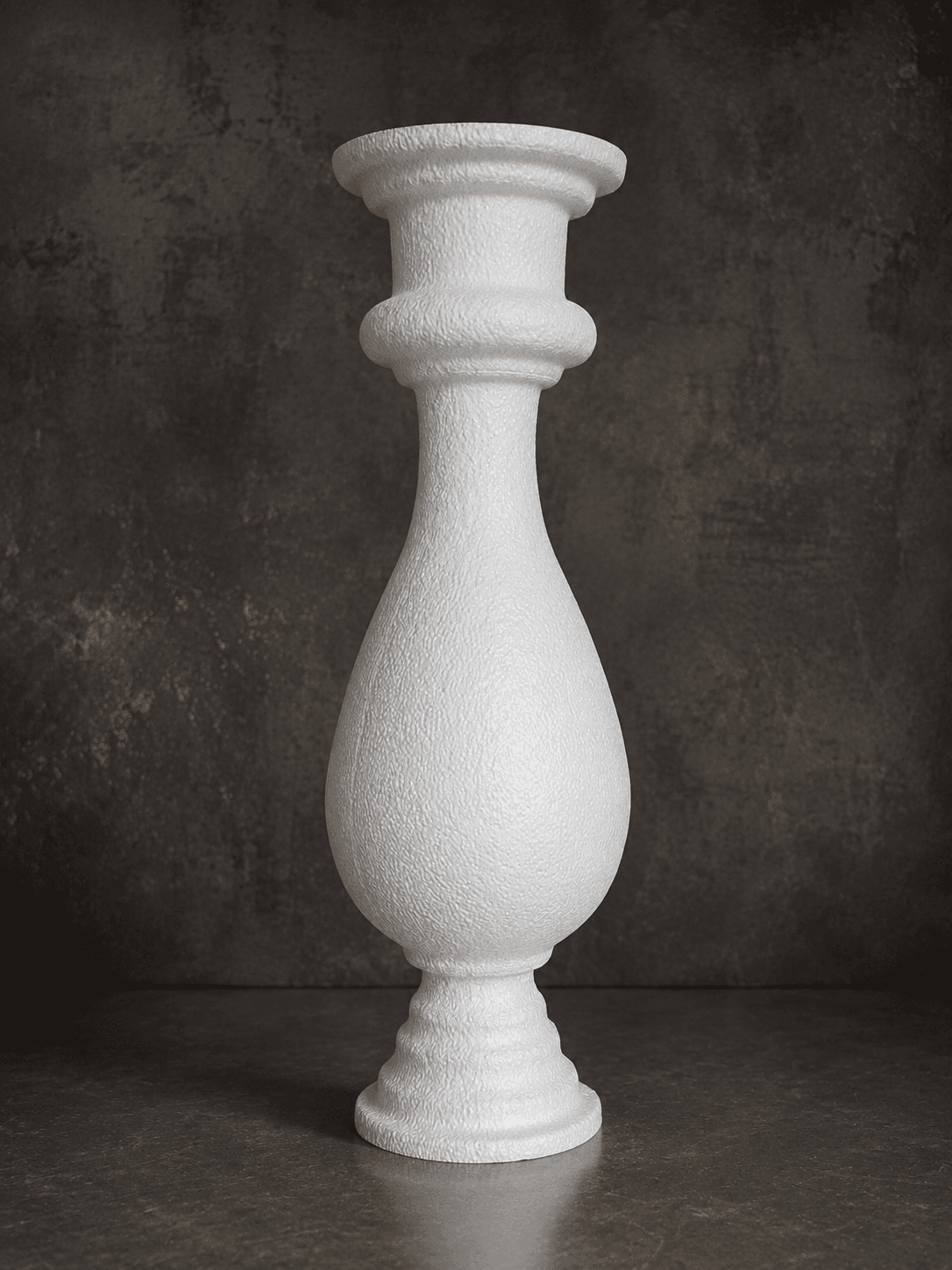 White baluster vase form with classical rounded profile